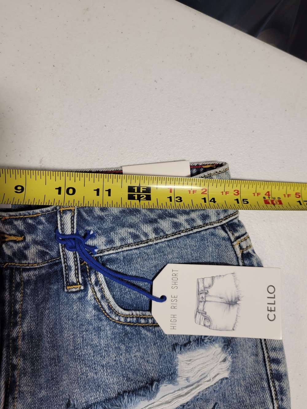 CELLO High-Rise Distressed Denim Shorts - Blue - Picture 3 of 5